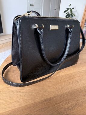 Kate Spade Bixby Place Lise Satchel Bag Black Patent Leather